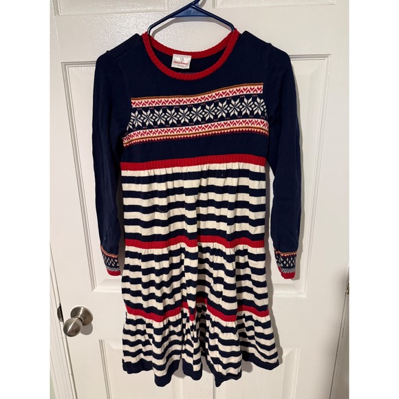 Hanna Andersson Kids Blue Stripe Fair Isle Knit Dress Size 12 (150) - Picture 1 of 3
